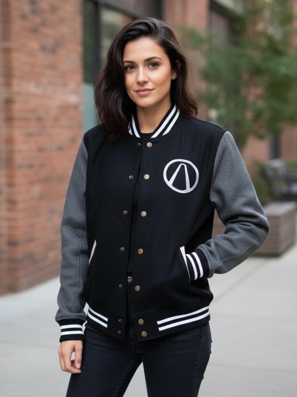 Insert Coin Unisex Black/Gray Varsity Wool Lined Jacket Size L- NWOT